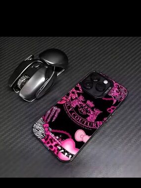 Juicy Couture Black and Hot Pink Graphic Phone Case